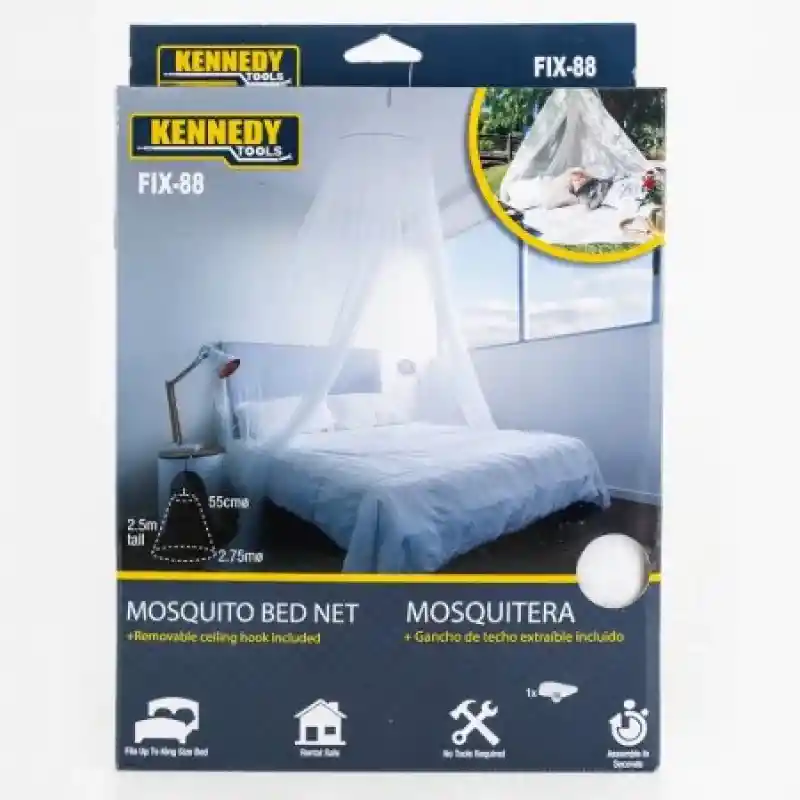 Mosquitera Con Gancho de Techo Extraíble Incluido. Color Blanco. Marca Kennedy Tools. 55  cm Diámetro Mínimo. 2. 5 L de Alto. Llega Hasta 2. 75 Metros de Ancho. Sku 206458. Sku 7450026050788