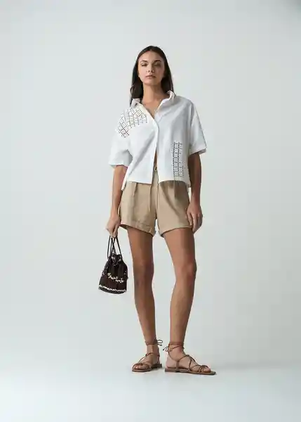 Camisa Mujer Crudo Puro Claro Talla M 512G078 Naf Naf