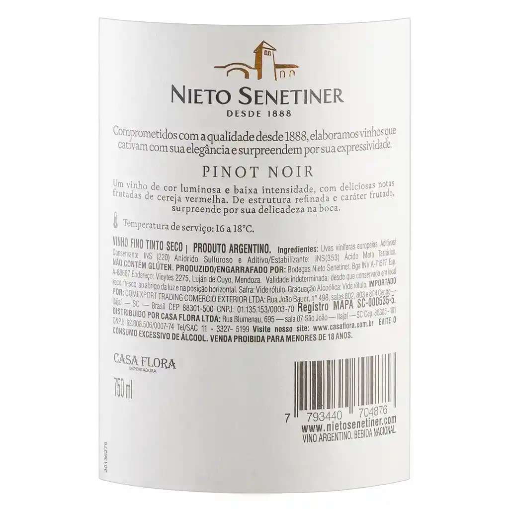 Nieto Senetiner Vino Tinto Pinot Noir