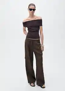 Pantalón Olive Marrón Talla 36 Mujer Mango