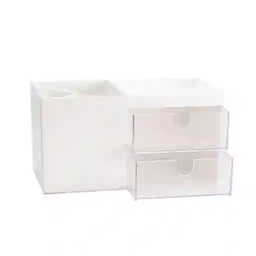 Miniso Caja de Almacenamiento de Dos Capas Con Cajones Blanco
