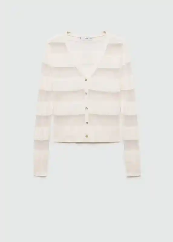 Cardigan Chatalet Blanco Talla M Mujer Mango