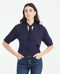 Camisa Blouse Azul Medianoche Ultraoscuro Talla S Chevignon