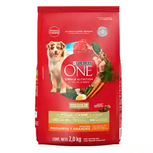 One Alimento para Perro Adulto de Razas Medianas y Grandes Sabor Pollo y Carne