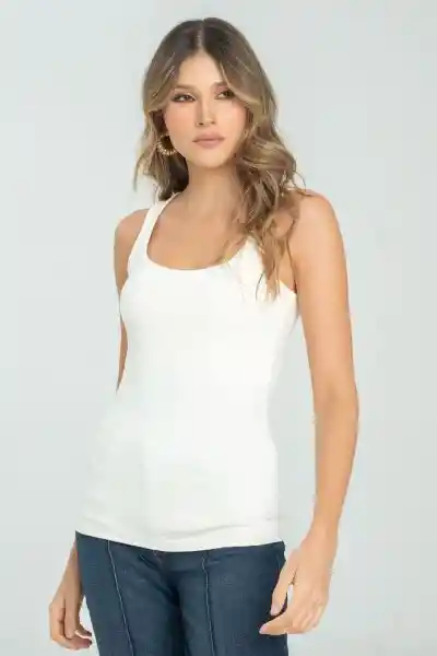 Top Basic Color Marfil Talla S Ragged