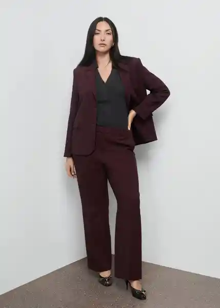 Pantalón Bergen Burdeos Talla 36 Mujer Mango
