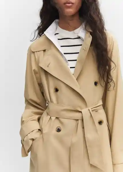 Abrigo Trench Copito Beige Talla S Mujer Mango