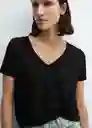 Camiseta Linito Negro Talla M Mujer Mango