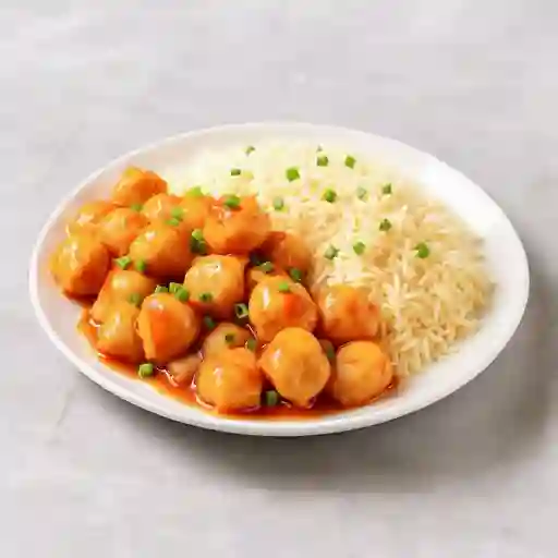 Agridulce de Pollo con Arroz