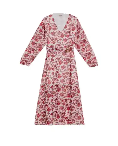 Vestido Long Floral Print Dress Blanco Celaje Claro L Chevignon