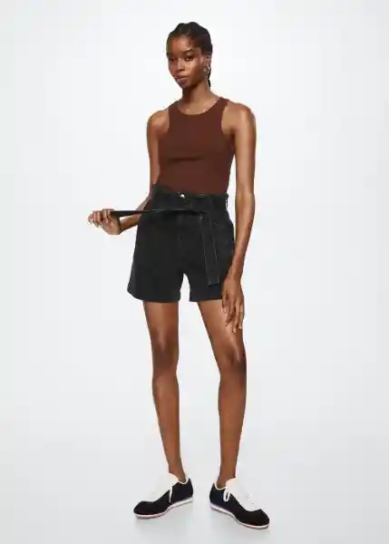 Short Ares Tejano Negro Talla 18 Mujer Mango