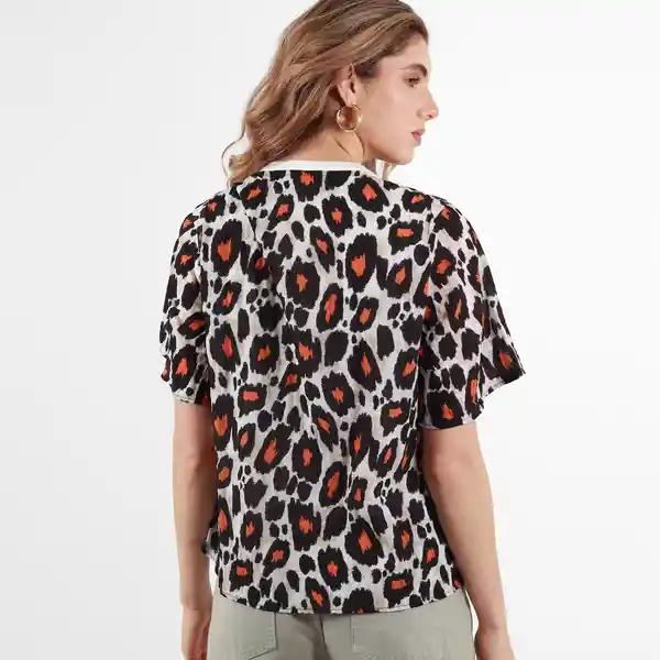 Blusa Cuello V Manga Corta Multicolor Talla S 539852