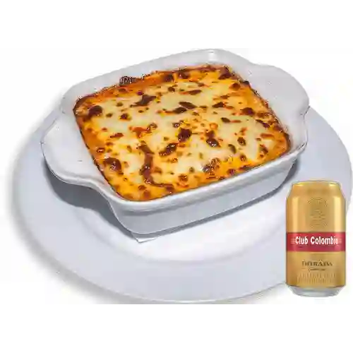 Combo Lasagna de la Casa + Club col. Dorada Lta 330ml