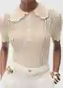 Jersey Bibe Beige Talla M Mujer Mango