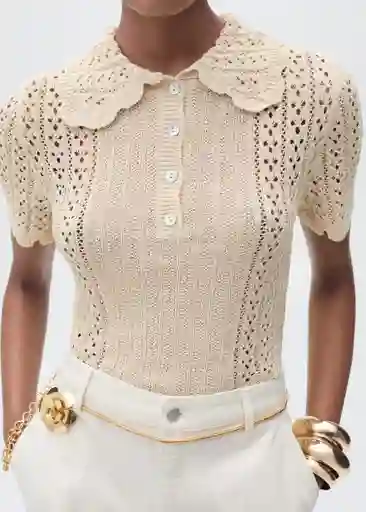 Jersey Bibe Beige Talla M Mujer Mango