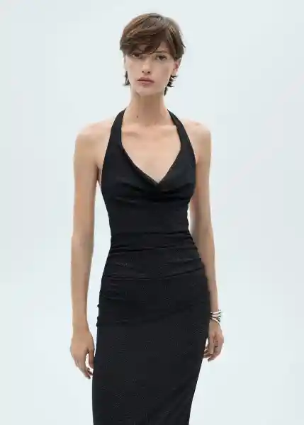 Vestido Elena Negro Talla L Mujer Mango