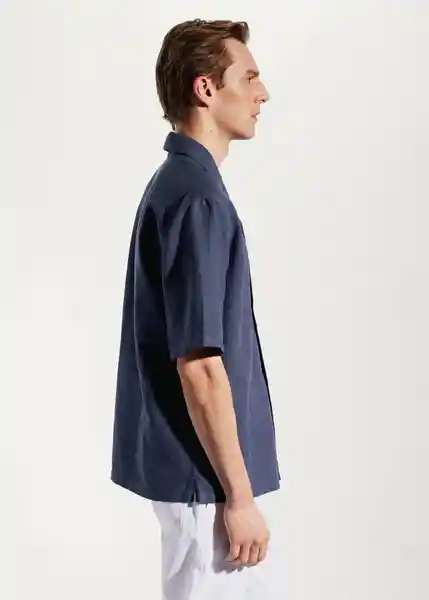 Camisa Luz Navy Talla L Hombre Mango