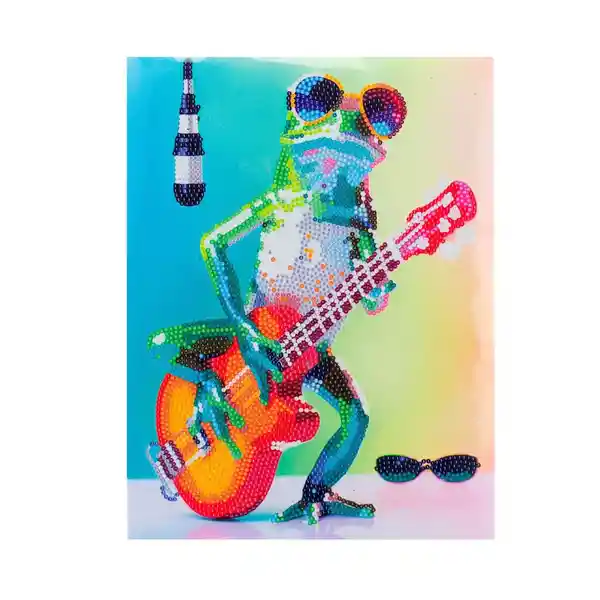 Toy Logic Cuadro de Arte Con Marco Diamantiny Rana Guitarrista