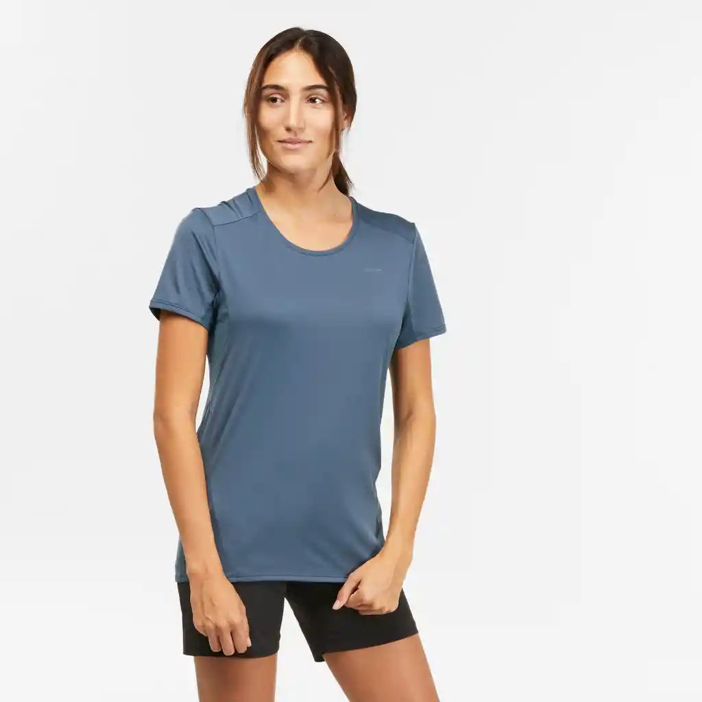 Camiseta Secado Rápido de Senderismo Para Mujer Quechua Mh100 Azul