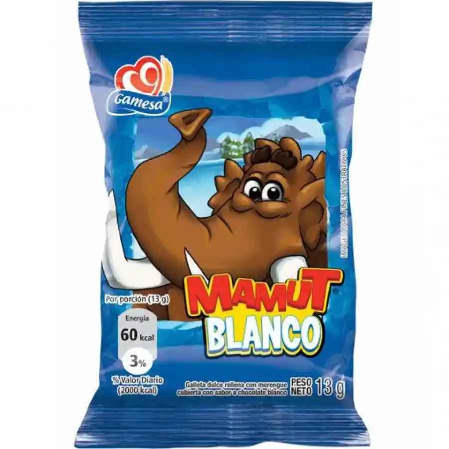 Mamut Galleta Rellena con Merengue Cubierta con Chocolate Blanco 