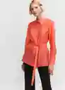 Camisa Latikal-A Coral Talla XL Mujer Mango