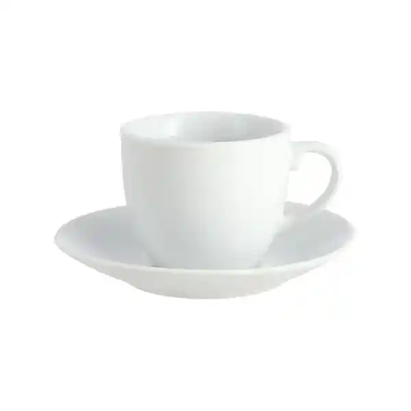 Taza Café Con Plato Porcelana 90 Ml Blanco Diseño 0003