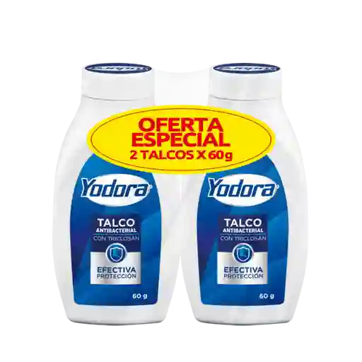 Yodora Talco Antibacterial Efectiva Protección Pack X 2