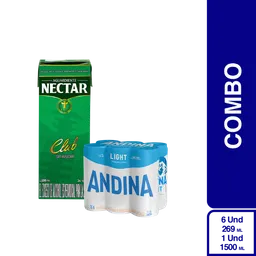 Combo Andina Light 6 Und + Aguardiente Nectar Club Sin Azúcar