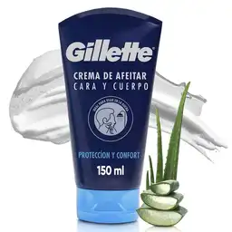 GILLETTE Crema de Afeitar con Aloe de 150mL para Afeitar con Máquina de Afeitar en la Ducha Depilación Corporal para Hombre Zona íntima