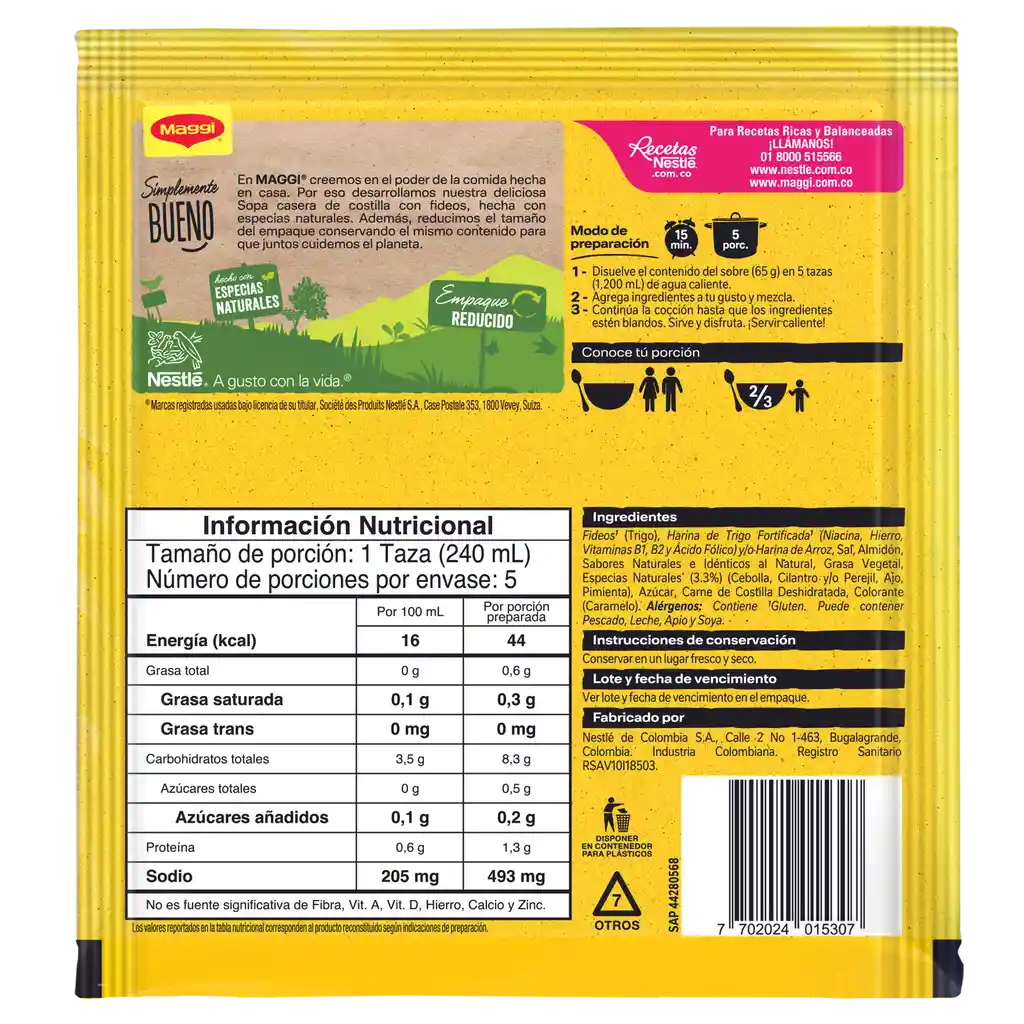 Sopa MAGGI Costilla con Fideos x 65g