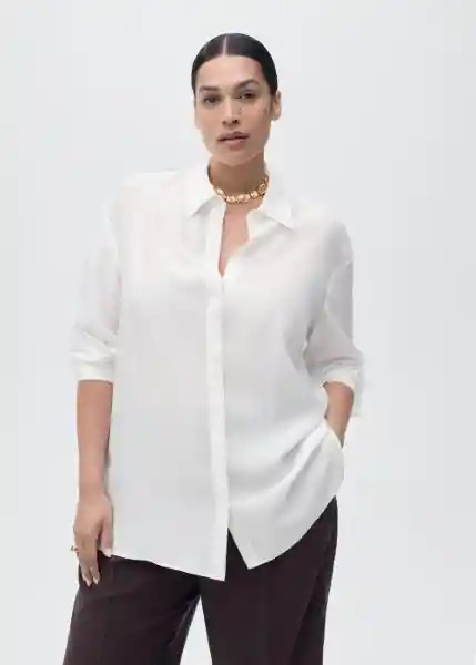 Camisa Lima Off White Talla S Mujer Mango