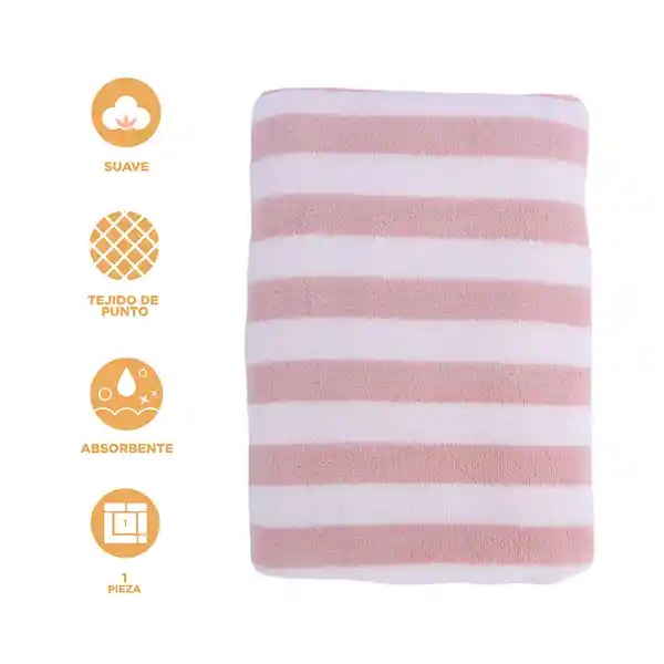 Toalla de Baño Rayada Serie Rosa Miniso