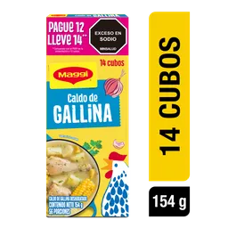 Caldo de Gallina MAGGI Desmenuzado paga 12 lleva 14 sobres x 126g