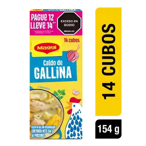 Caldo de Gallina MAGGI Desmenuzado paga 12 lleva 14 sobres x 126g