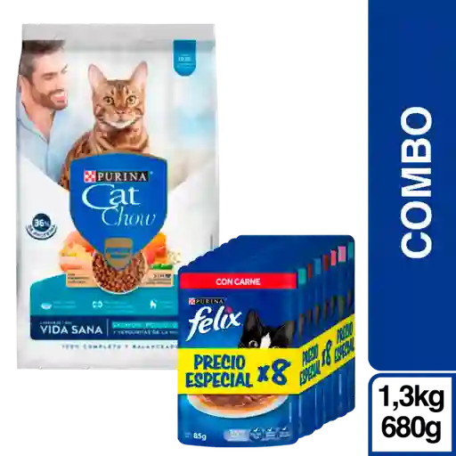 Combo Cat Chow Vida Sana + Félix Húmedo