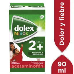 Dolex Niños Acetaminofen Alivio de la fiebre y el dolor Jarabe 2+ 90 ml
