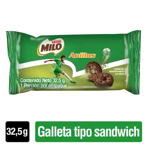 MILO Anillos galletas tipo sándwich rellenas con crema x 32,5g
