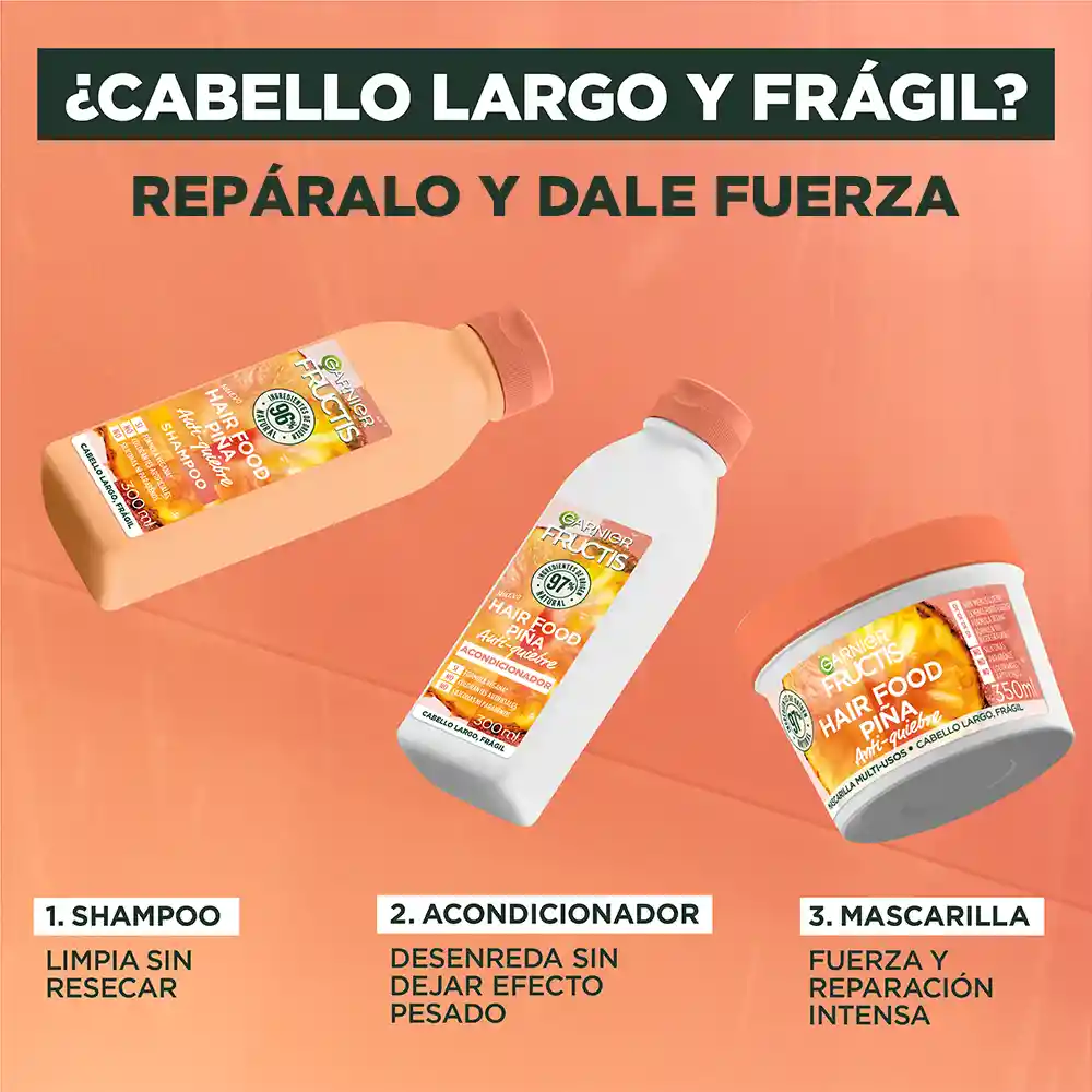 Tratamiento Capilar Hair Foof Garnier Piña Revitalización 350 mL