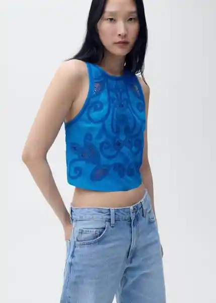 Top Milly Azul Talla S Mujer Mango