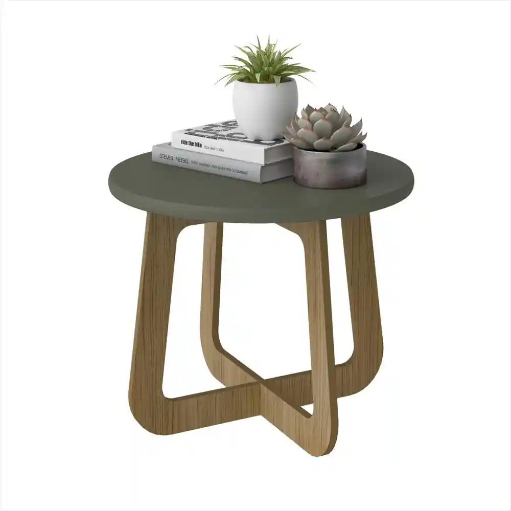 Mesa de Centro Jasmin 59 X 59 Cm en Mdp Menta Con Roble