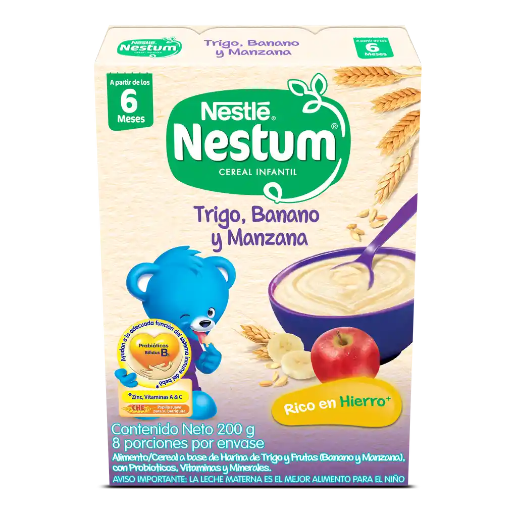 Cereal infantil NESTUM Trigo, Banano y Manzana x 200g