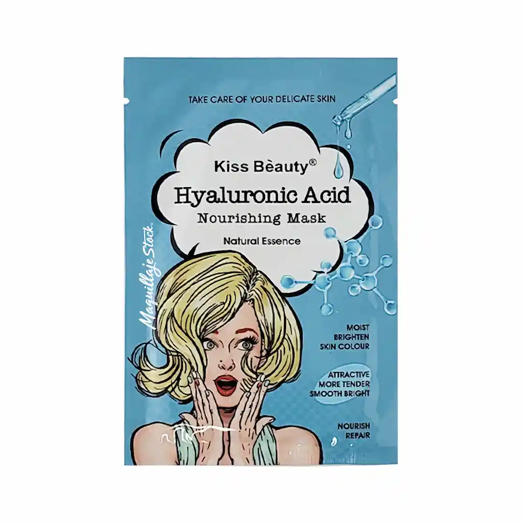 KISS BEAUTY Mascarilla Facial Velo Acido Hialuronico Pop Art