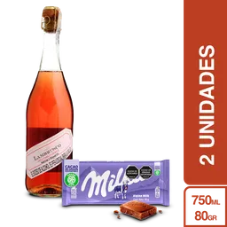 Combo Lambrusco Rosato Vino Rosado Medici Ermete + Milka