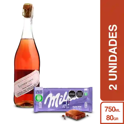 Combo Lambrusco Rosato Vino Rosado Medici Ermete + Milka