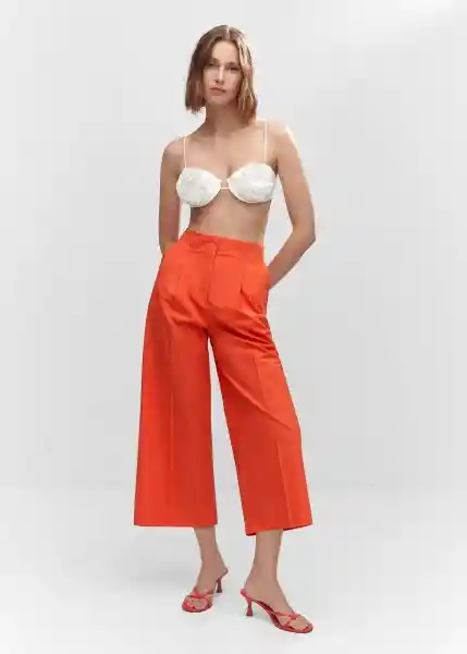 Pantalón Pope Naranja Talla 42 Mujer Mango