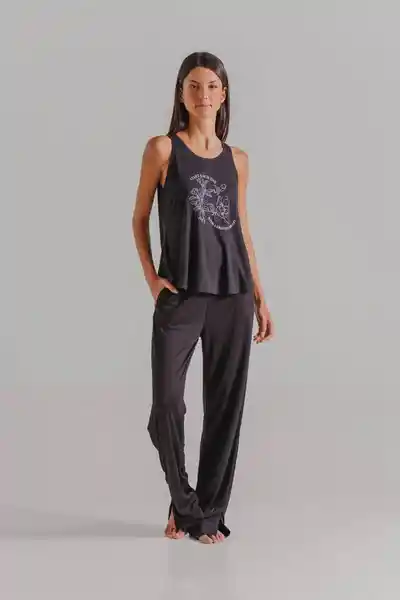 Pantalón Pijama Manga Corta Mujer Negro M Bronzini