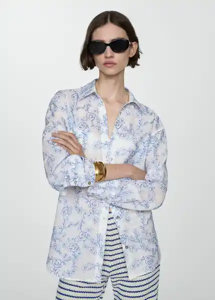 Camisa Rita Off White Talla M Mujer Mango