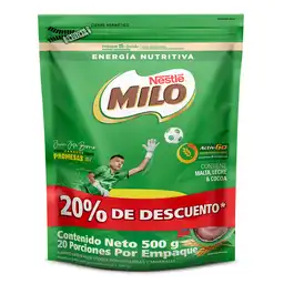 MILO® en polvo Bolsa 500g - 20% de descuento