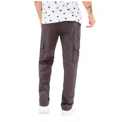 Pantalon Largo Tejido Diagonal Hombre Gris Liso Parsons Talla 34 Gris