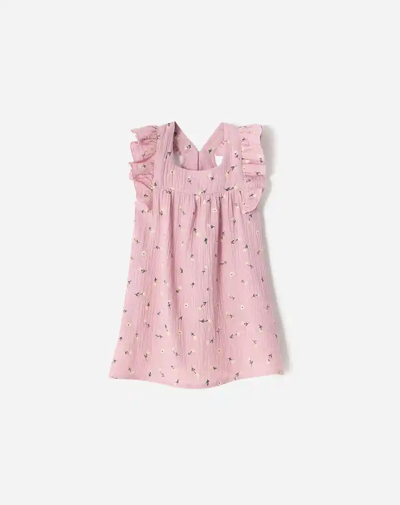 Vestido Manga Sisa Cuello Cuadrado en Algodón Bebita Kayed Baby Fresh